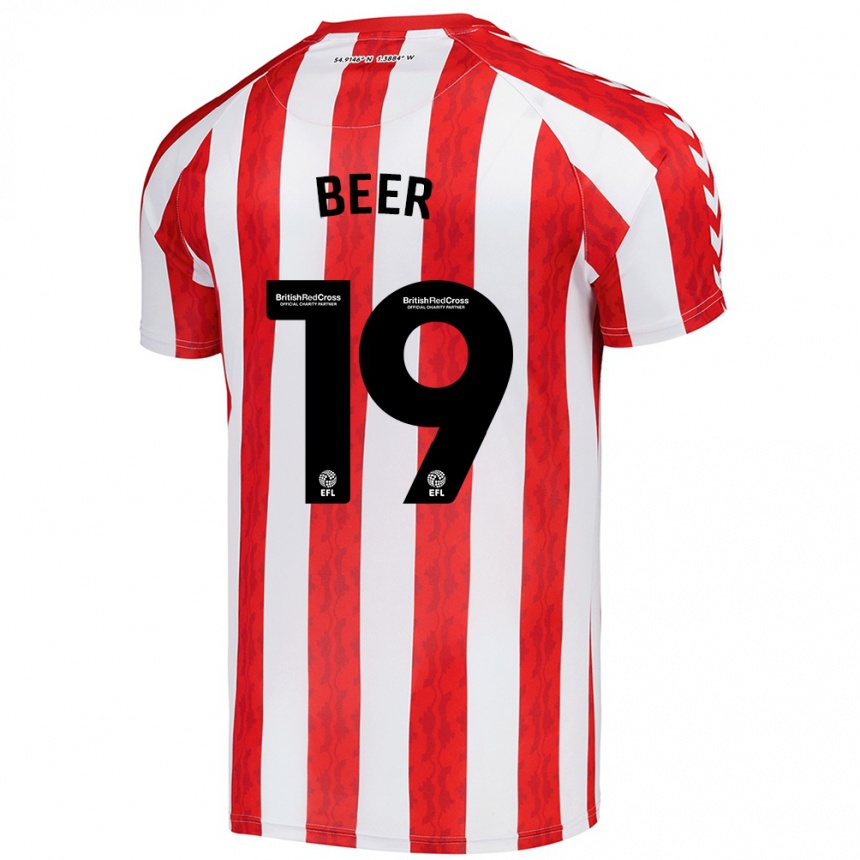 Niño Fútbol Camiseta Megan Beer #19 Rojo Blanco 1ª Equipación 2024/25 México