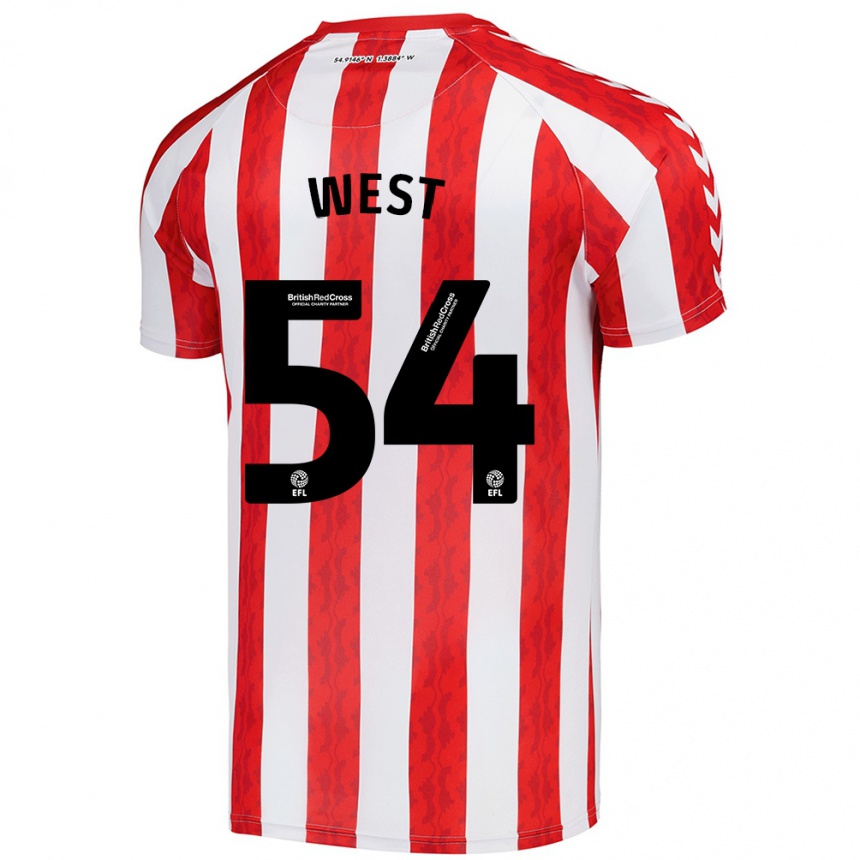 Niño Fútbol Camiseta Ella West #54 Rojo Blanco 1ª Equipación 2024/25 México