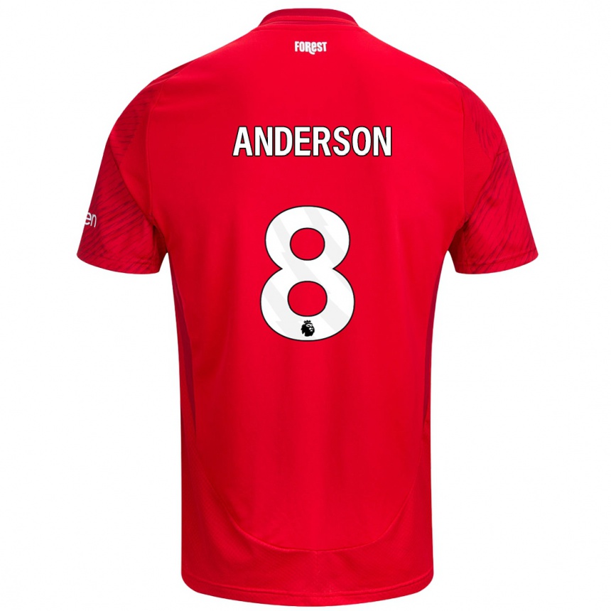 Niño Fútbol Camiseta Elliot Anderson #8 Rojo Blanco 1ª Equipación 2024/25 México