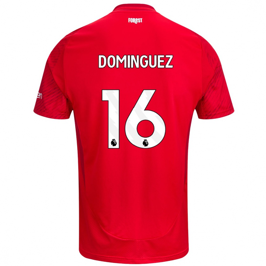 Niño Fútbol Camiseta Nicolás Domínguez #16 Rojo Blanco 1ª Equipación 2024/25 México