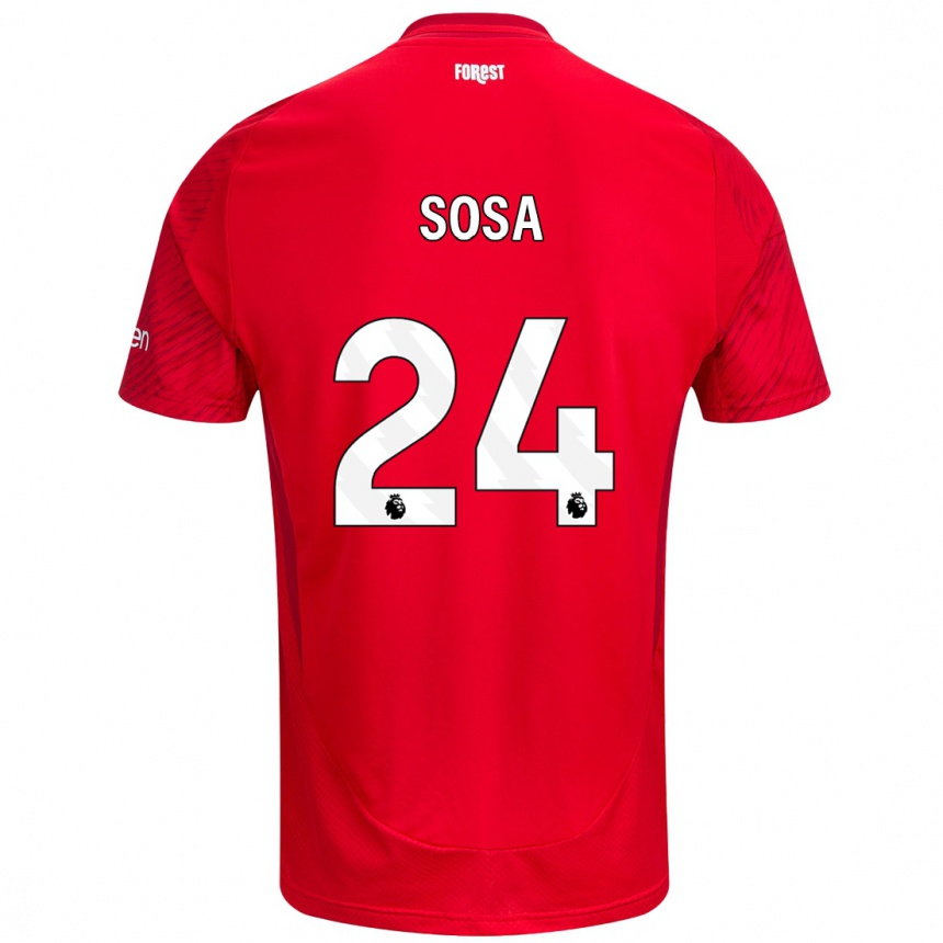 Niño Fútbol Camiseta Ramón Sosa #24 Rojo Blanco 1ª Equipación 2024/25 México