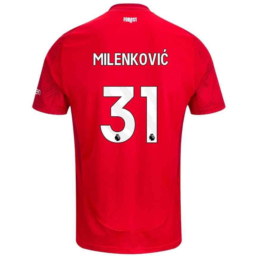 Niño Fútbol Camiseta Nikola Milenković #31 Rojo Blanco 1ª Equipación 2024/25 México