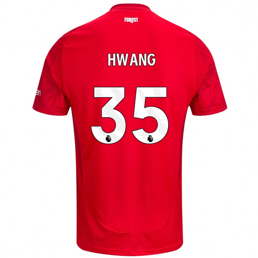 Niño Fútbol Camiseta Ui-Jo Hwang #35 Rojo Blanco 1ª Equipación 2024/25 México