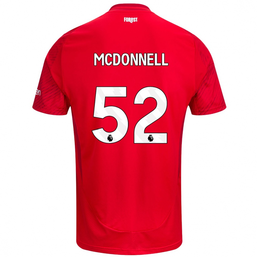 Niño Fútbol Camiseta Jamie Mcdonnell #52 Rojo Blanco 1ª Equipación 2024/25 México