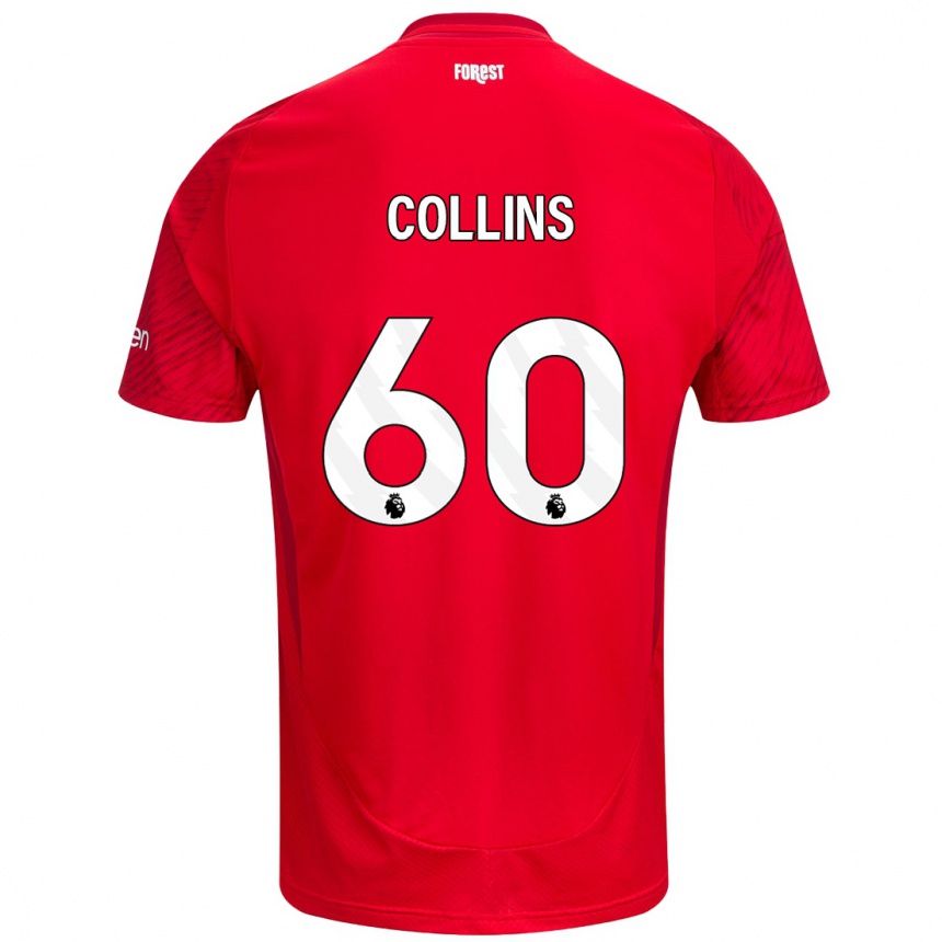 Niño Fútbol Camiseta Sam Collins #60 Rojo Blanco 1ª Equipación 2024/25 México