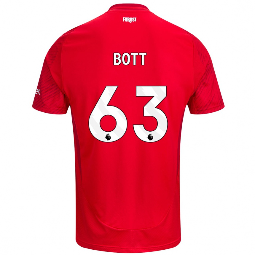 Niño Fútbol Camiseta Aaron Bott #63 Rojo Blanco 1ª Equipación 2024/25 México