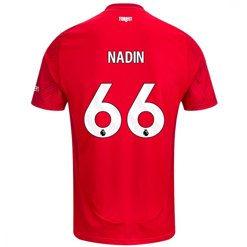 Niño Fútbol Camiseta Jack Nadin #66 Rojo Blanco 1ª Equipación 2024/25 México