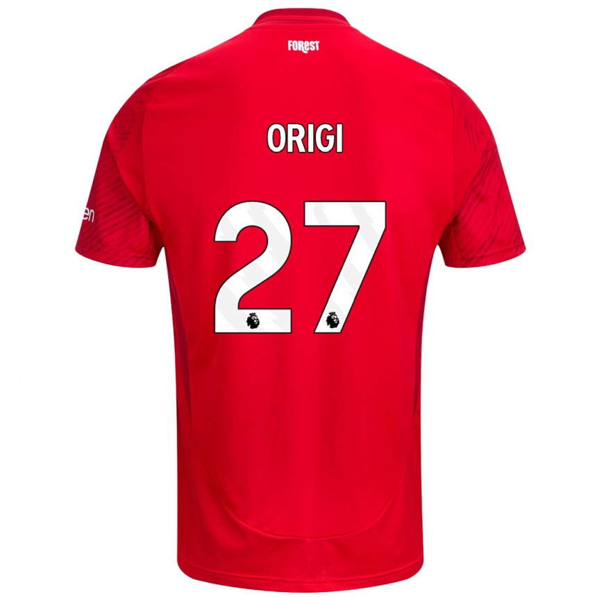 Niño Fútbol Camiseta Divock Origi #27 Rojo Blanco 1ª Equipación 2024/25 México