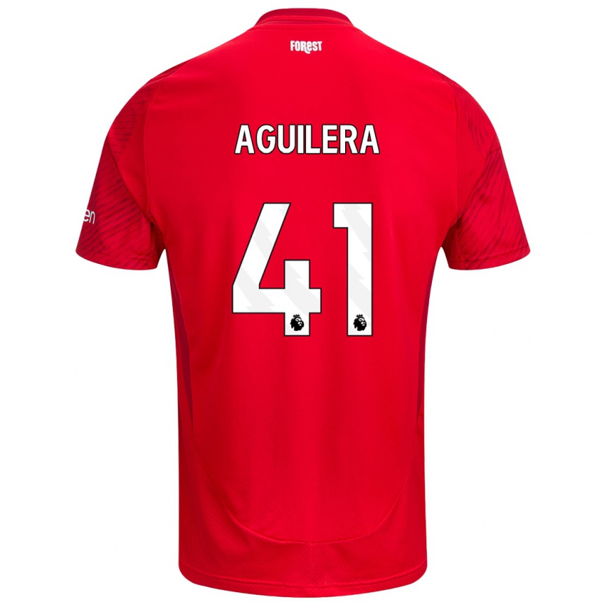 Niño Fútbol Camiseta Brandon Aguilera #41 Rojo Blanco 1ª Equipación 2024/25 México