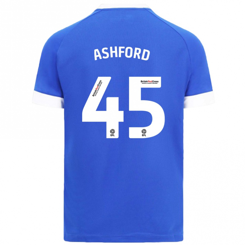 Niño Fútbol Camiseta Cian Ashford #45 Azul Cielo 1ª Equipación 2024/25 México