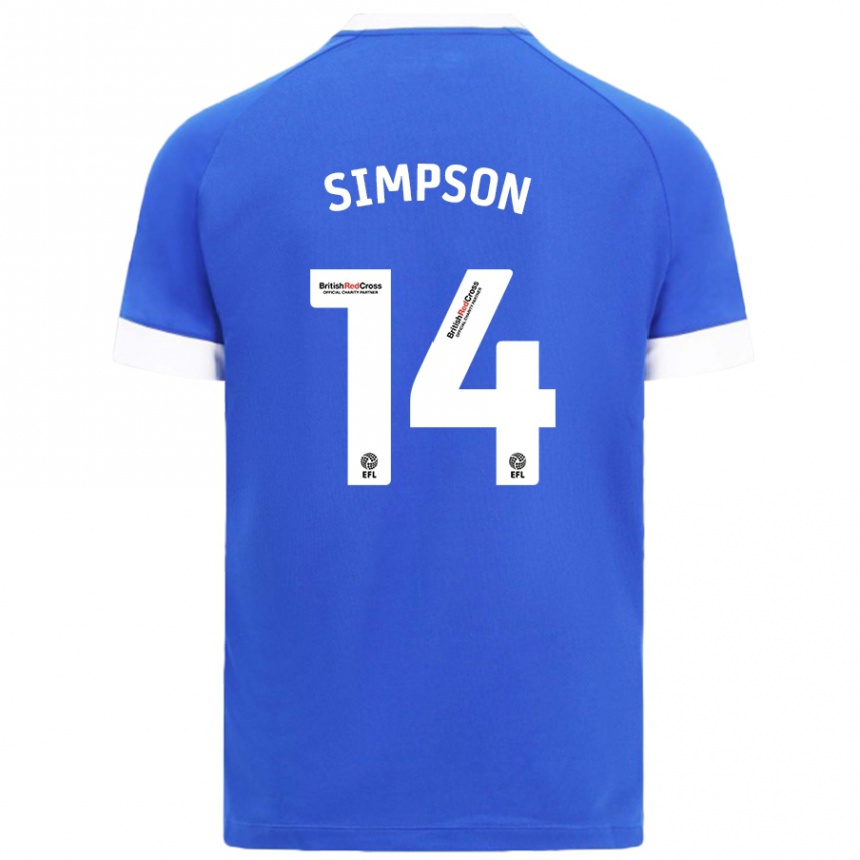 Niño Fútbol Camiseta Jasmine Simpson #14 Azul Cielo 1ª Equipación 2024/25 México