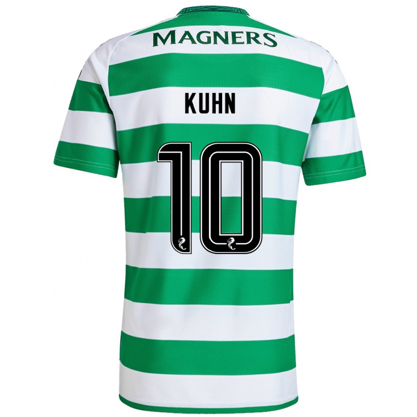 Niño Fútbol Camiseta Nicolas Kühn #10 Verde Blanco 1ª Equipación 2024/25 México