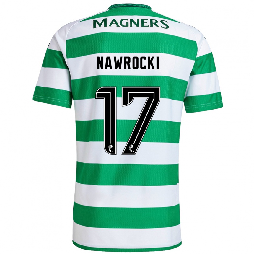 Niño Fútbol Camiseta Maik Nawrocki #17 Verde Blanco 1ª Equipación 2024/25 México