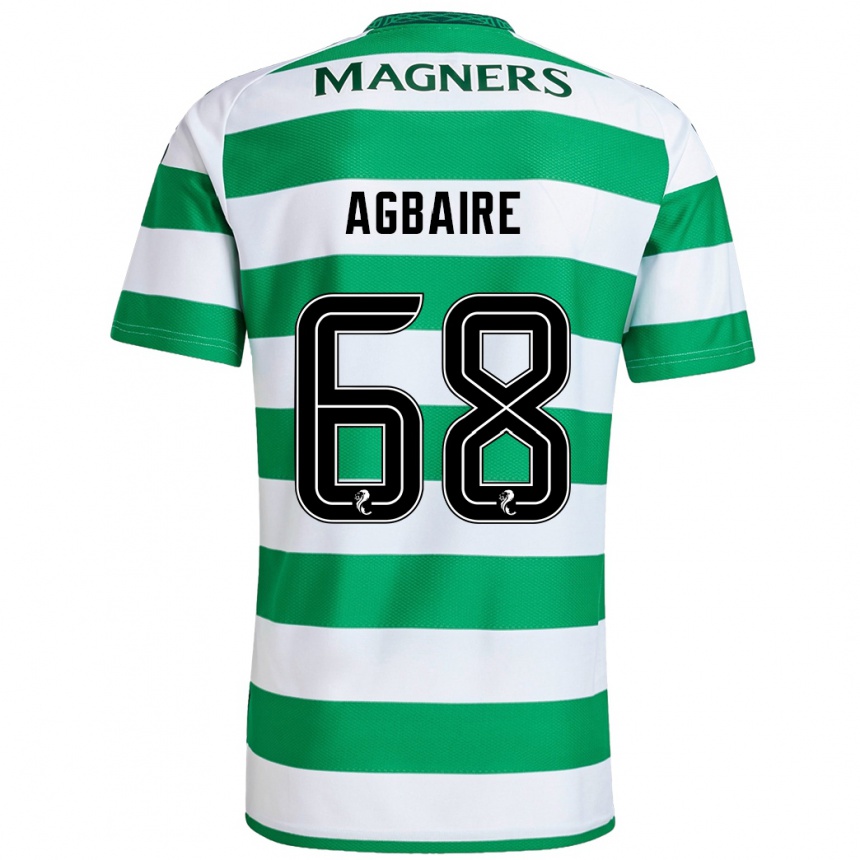 Niño Fútbol Camiseta Lenny Agbaire #68 Verde Blanco 1ª Equipación 2024/25 México