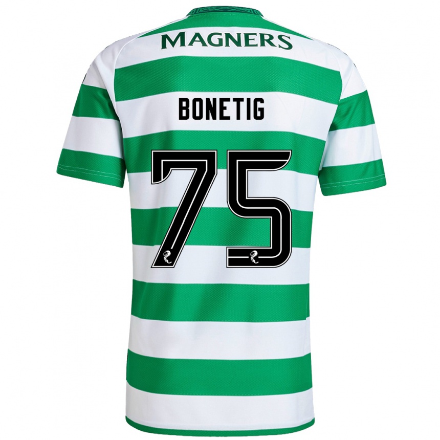 Niño Fútbol Camiseta Liam Bonetig #75 Verde Blanco 1ª Equipación 2024/25 México