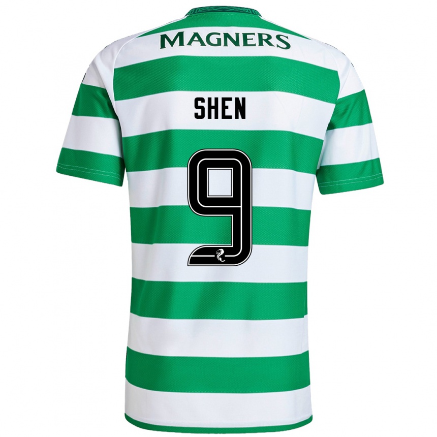 Niño Fútbol Camiseta Shen Mengyu #9 Verde Blanco 1ª Equipación 2024/25 México