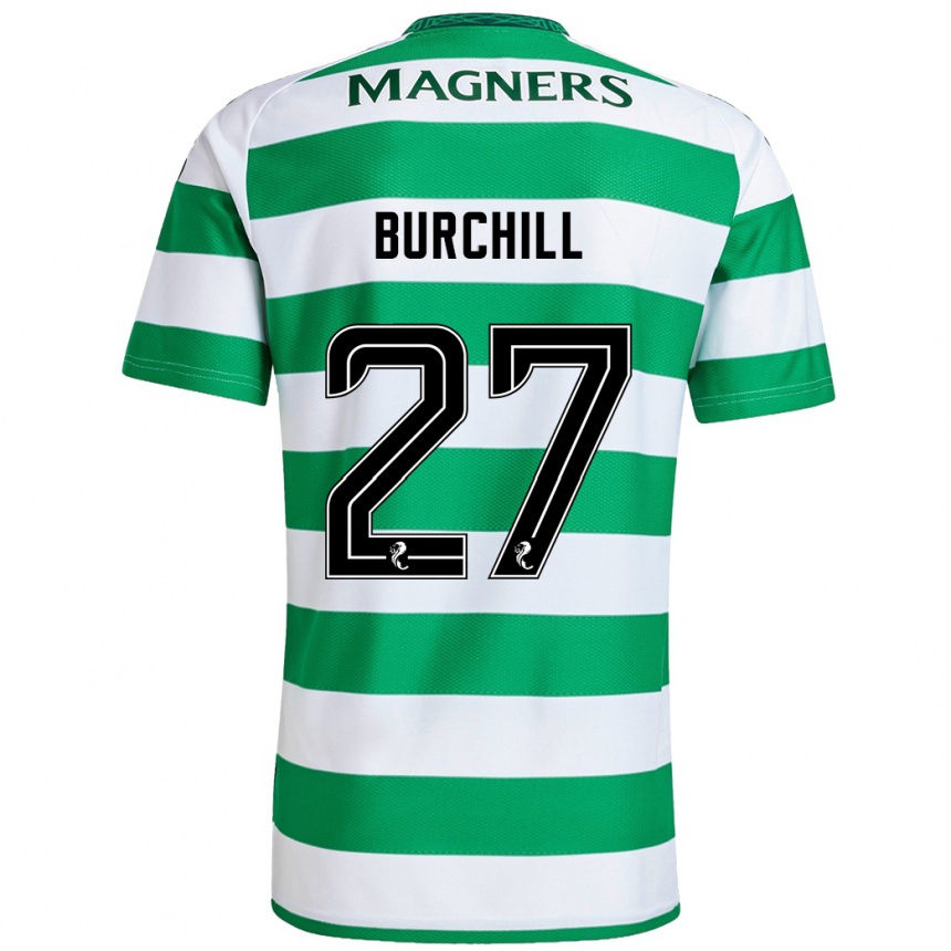 Niño Fútbol Camiseta Tiree Burchill #27 Verde Blanco 1ª Equipación 2024/25 México