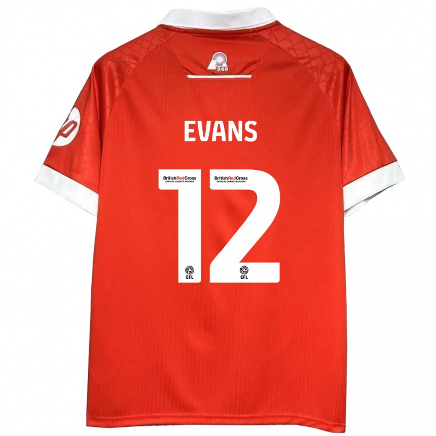 Niño Fútbol Camiseta George Evans #12 Rojo Blanco 1ª Equipación 2024/25 México