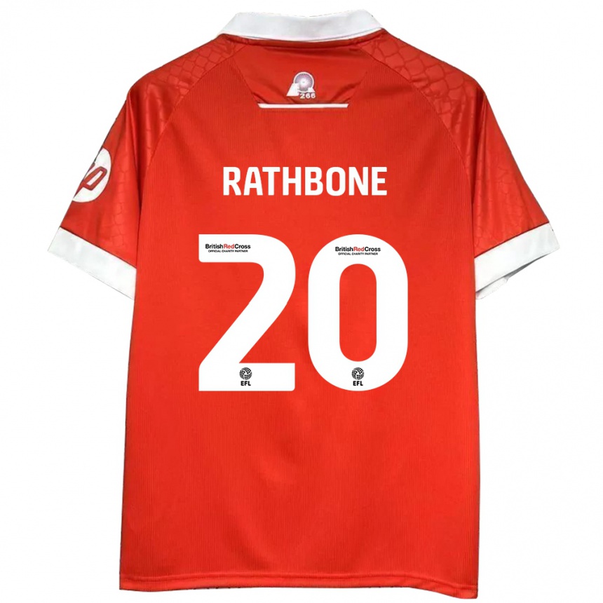 Niño Fútbol Camiseta Ollie Rathbone #20 Rojo Blanco 1ª Equipación 2024/25 México