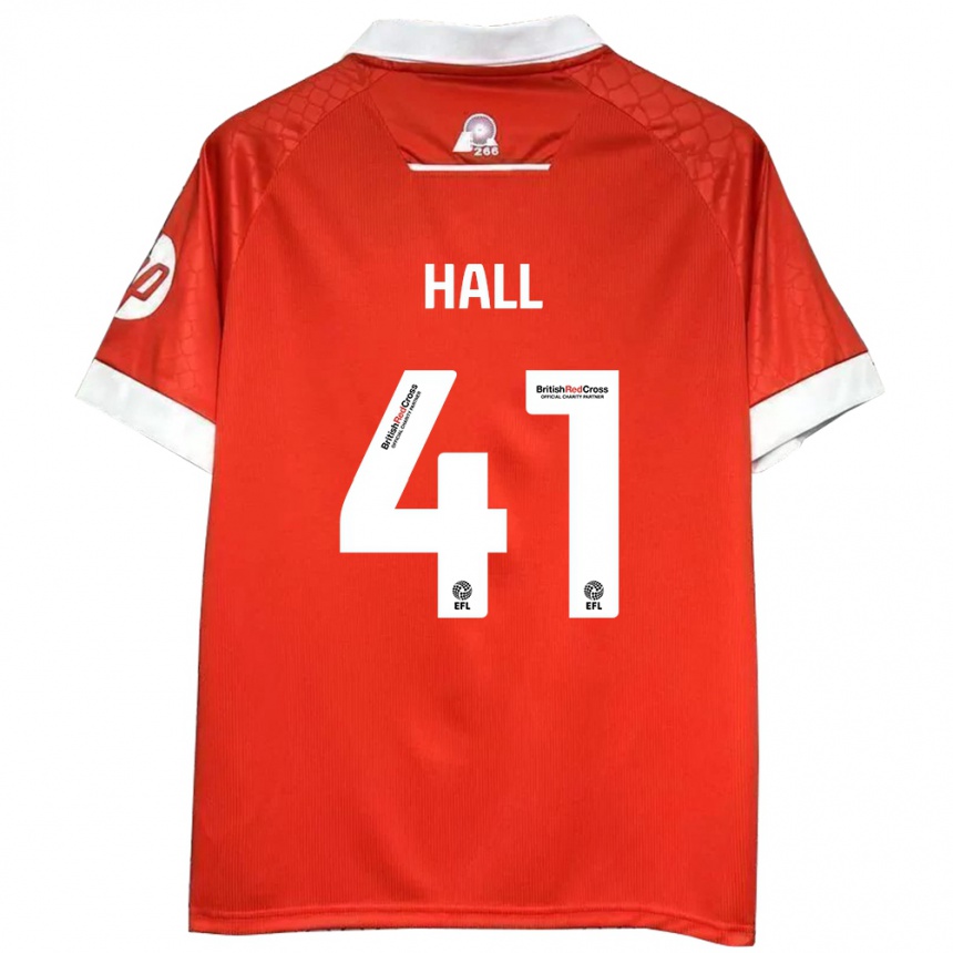 Niño Fútbol Camiseta Liam Hall #41 Rojo Blanco 1ª Equipación 2024/25 México