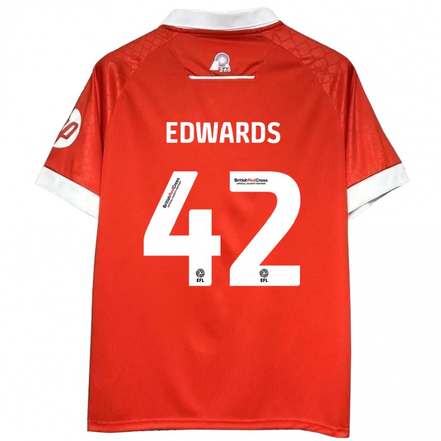 Niño Fútbol Camiseta Callum Edwards #42 Rojo Blanco 1ª Equipación 2024/25 México