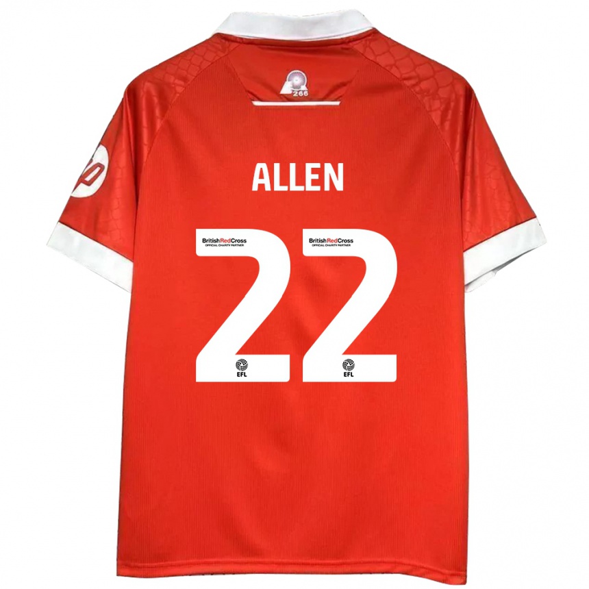 Niño Fútbol Camiseta Keren Allen #22 Rojo Blanco 1ª Equipación 2024/25 México