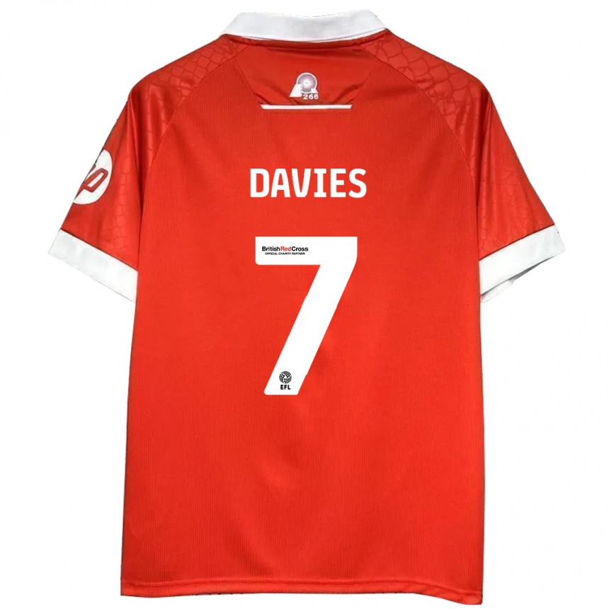 Niño Fútbol Camiseta Jordan Davies #7 Rojo Blanco 1ª Equipación 2024/25 México