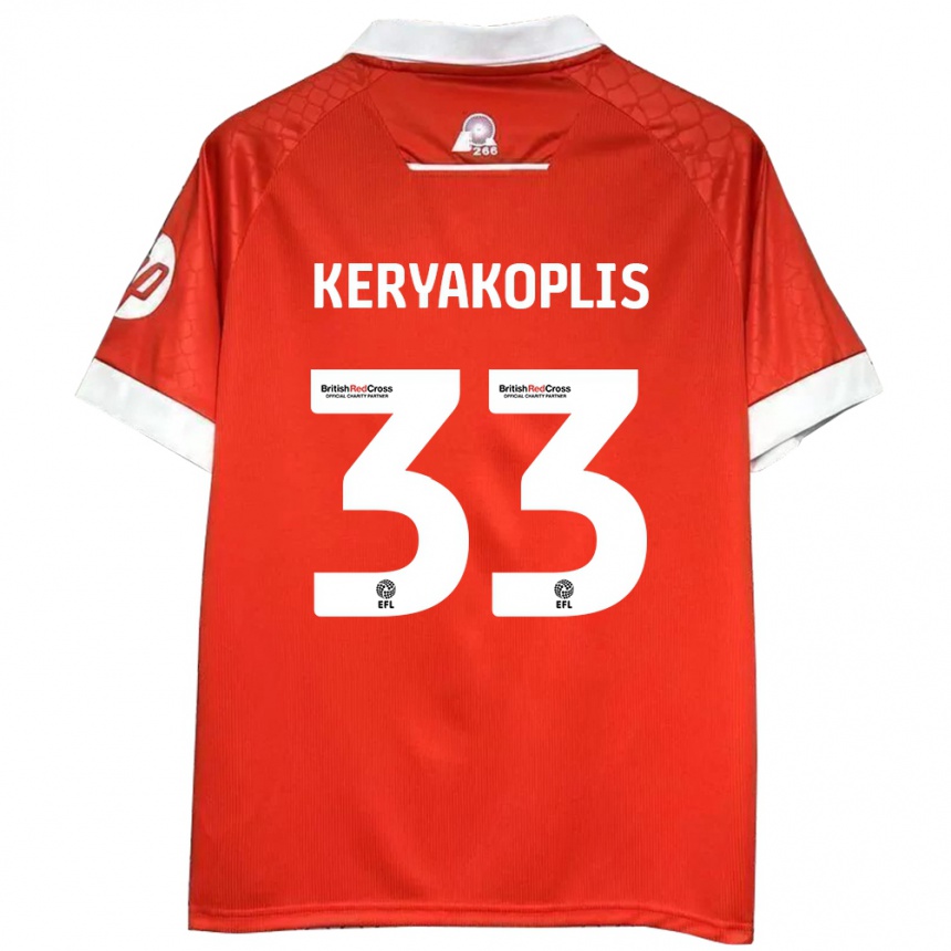 Niño Fútbol Camiseta Hannah Keryakoplis #33 Rojo Blanco 1ª Equipación 2024/25 México