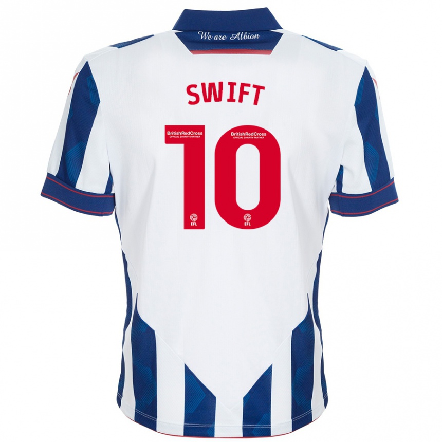 Niño Fútbol Camiseta John Swift #10 Blanco Azul Oscuro 1ª Equipación 2024/25 México