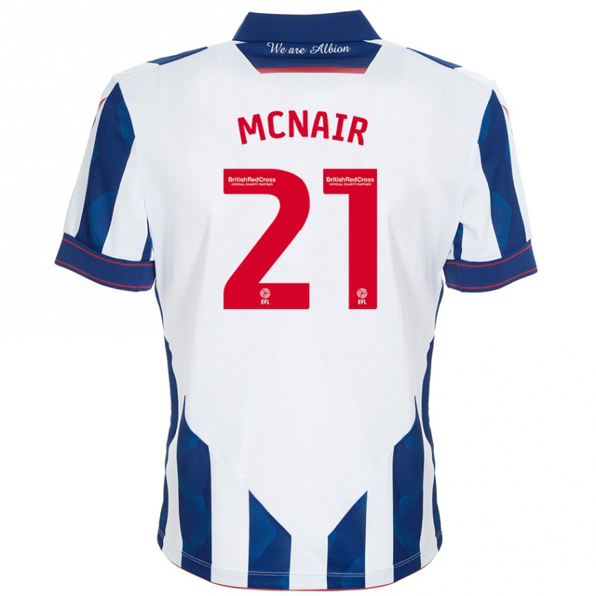 Niño Fútbol Camiseta Paddy Mcnair #21 Blanco Azul Oscuro 1ª Equipación 2024/25 México