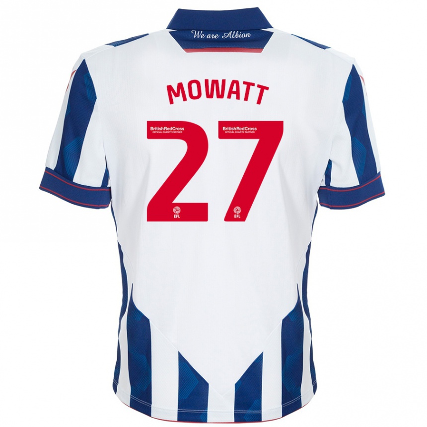 Niño Fútbol Camiseta Alex Mowatt #27 Blanco Azul Oscuro 1ª Equipación 2024/25 México