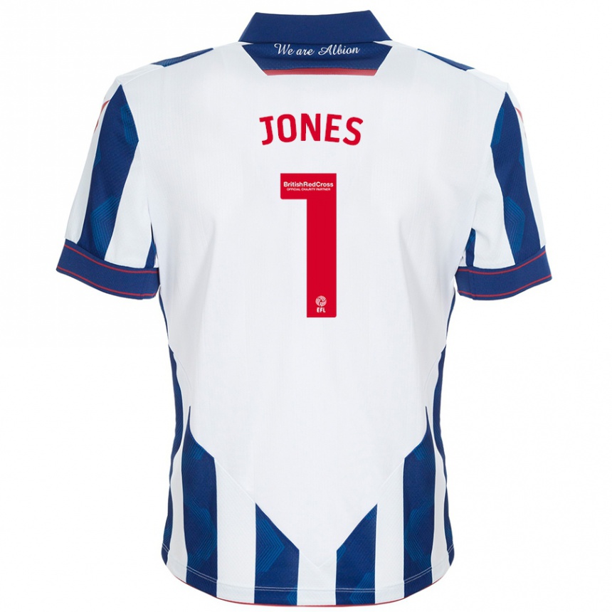 Niño Fútbol Camiseta Lucy Jones #1 Blanco Azul Oscuro 1ª Equipación 2024/25 México