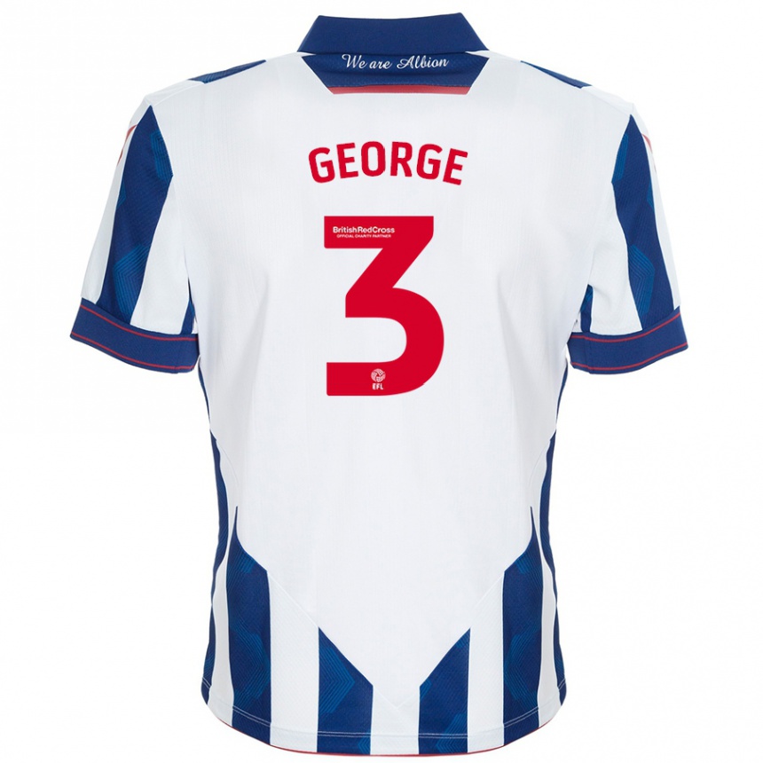 Niño Fútbol Camiseta Hannah George #3 Blanco Azul Oscuro 1ª Equipación 2024/25 México