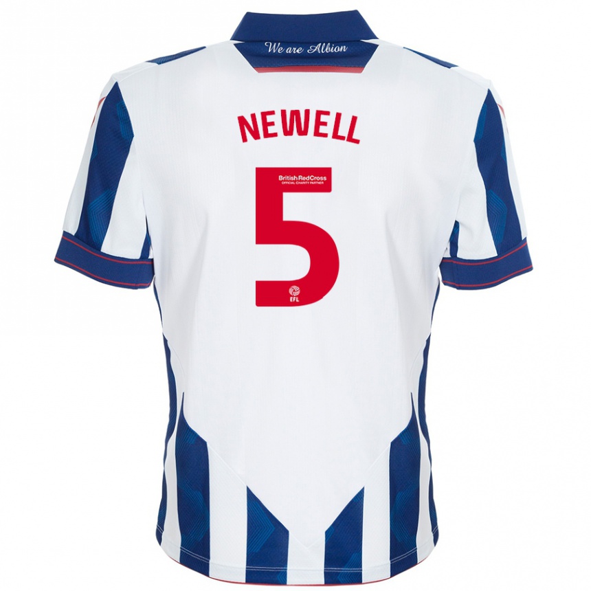 Niño Fútbol Camiseta Lucy Newell #5 Blanco Azul Oscuro 1ª Equipación 2024/25 México