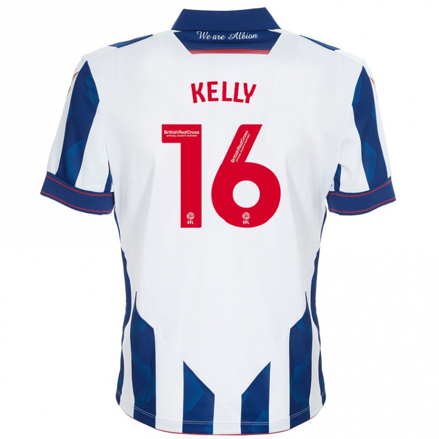 Niño Fútbol Camiseta Martin Kelly #16 Blanco Azul Oscuro 1ª Equipación 2024/25 México