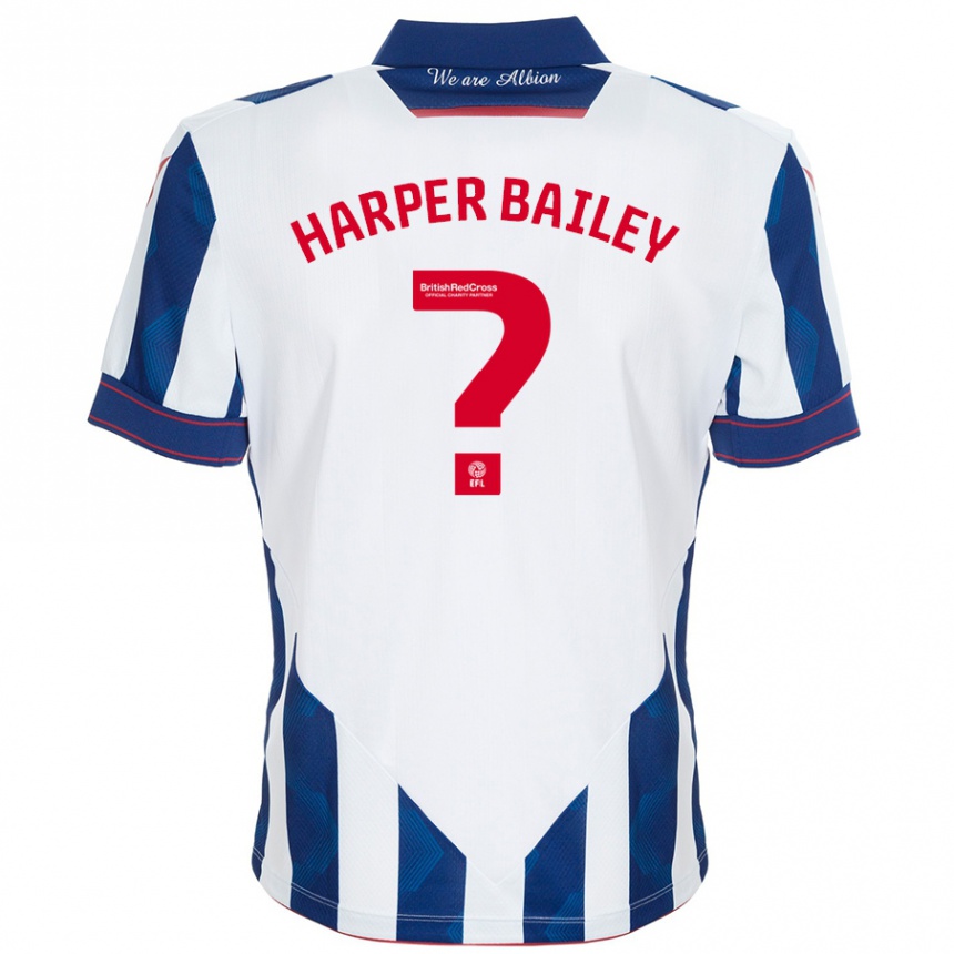 Niño Fútbol Camiseta Aaron Harper-Bailey #0 Blanco Azul Oscuro 1ª Equipación 2024/25 México