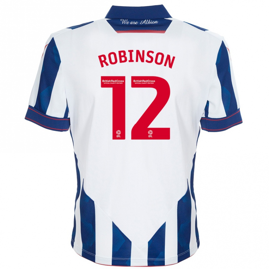 Niño Fútbol Camiseta Leanne Robinson #12 Blanco Azul Oscuro 1ª Equipación 2024/25 México