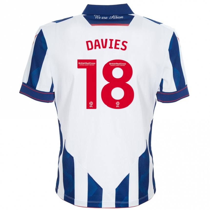 Niño Fútbol Camiseta Jessica Davies #18 Blanco Azul Oscuro 1ª Equipación 2024/25 México