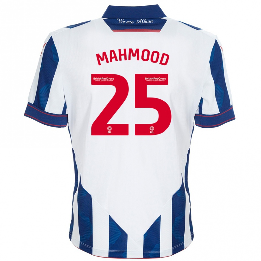 Niño Fútbol Camiseta Mahmood #25 Blanco Azul Oscuro 1ª Equipación 2024/25 México