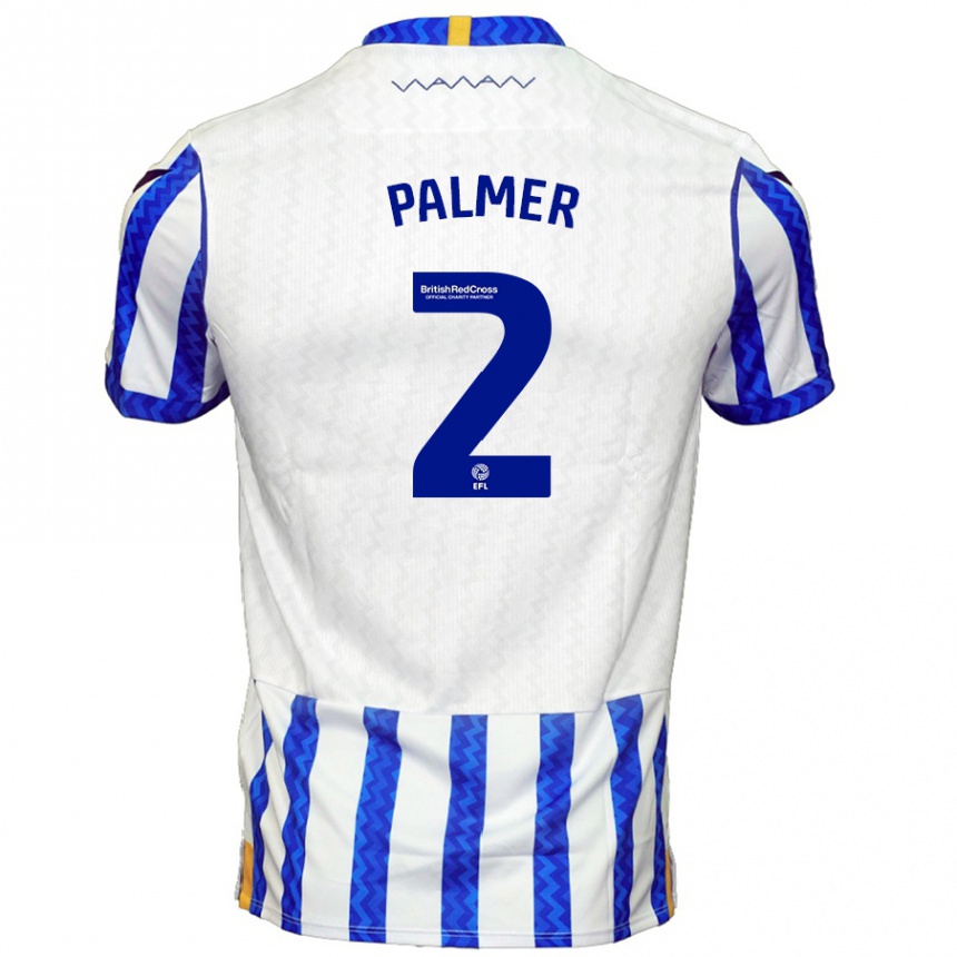 Niño Fútbol Camiseta Liam Palmer #2 Azul Blanco 1ª Equipación 2024/25 México