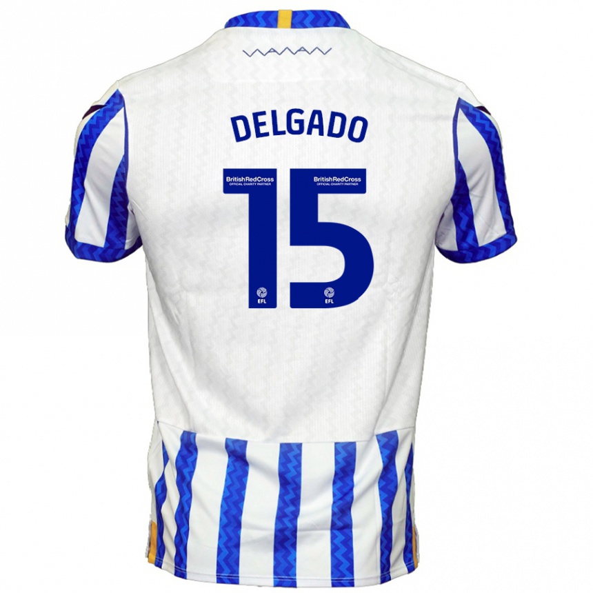 Niño Fútbol Camiseta Juan Delgado #15 Azul Blanco 1ª Equipación 2024/25 México