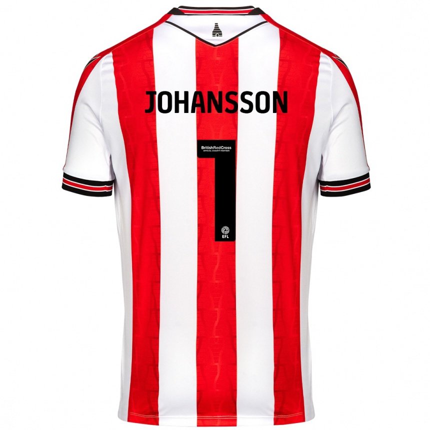 Niño Fútbol Camiseta Viktor Johansson #1 Rojo Blanco 1ª Equipación 2024/25 México