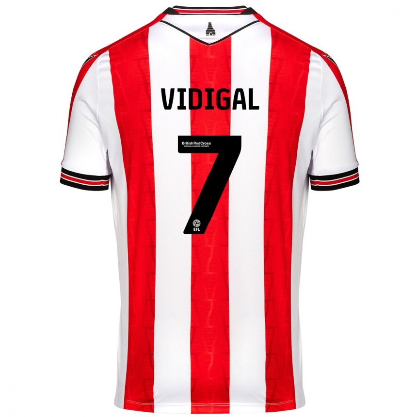 Niño Fútbol Camiseta André Vidigal #7 Rojo Blanco 1ª Equipación 2024/25 México