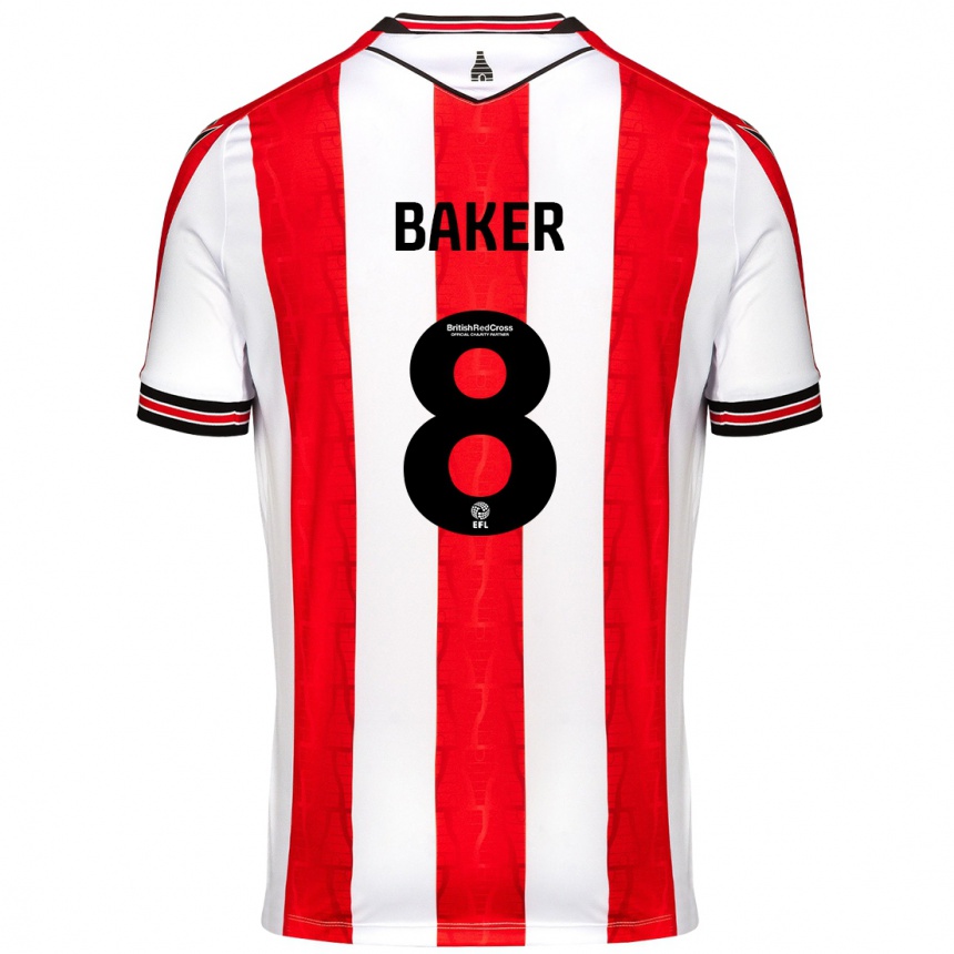 Niño Fútbol Camiseta Lewis Baker #8 Rojo Blanco 1ª Equipación 2024/25 México