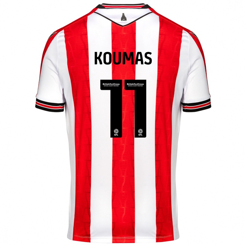 Niño Fútbol Camiseta Lewis Koumas #11 Rojo Blanco 1ª Equipación 2024/25 México