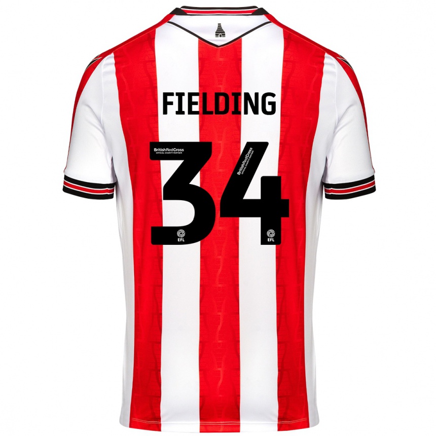 Niño Fútbol Camiseta Frank Fielding #34 Rojo Blanco 1ª Equipación 2024/25 México