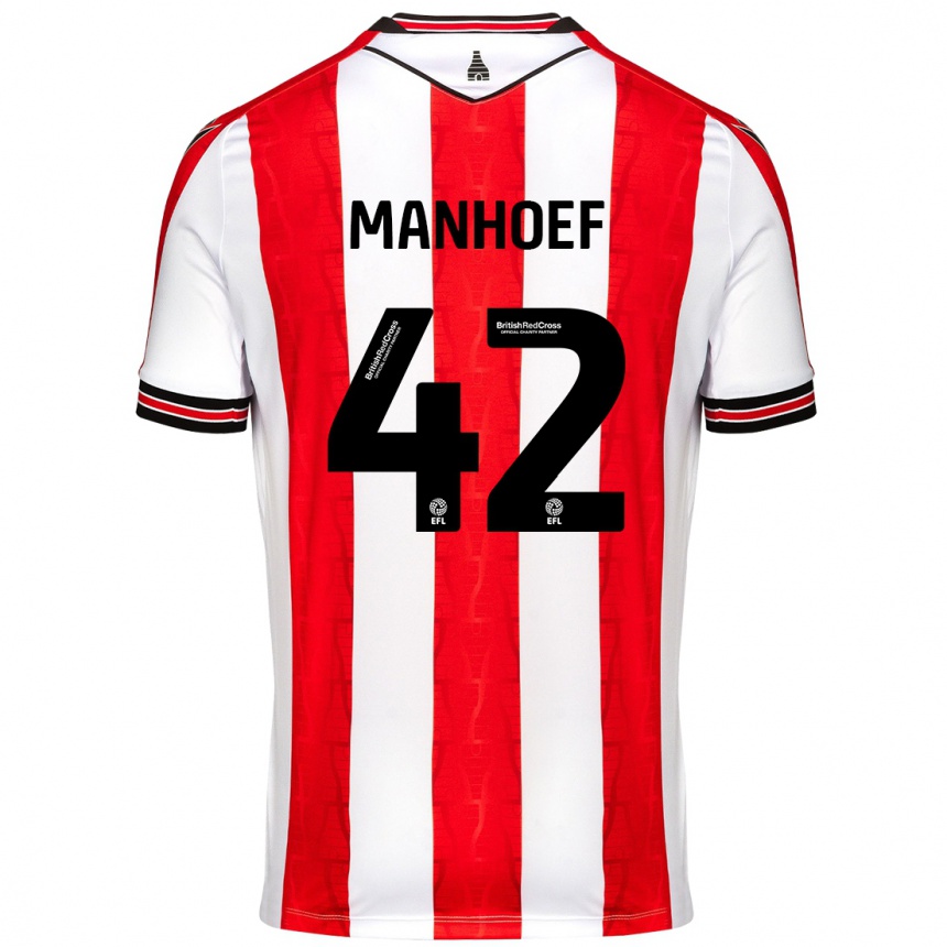 Niño Fútbol Camiseta Million Manhoef #42 Rojo Blanco 1ª Equipación 2024/25 México