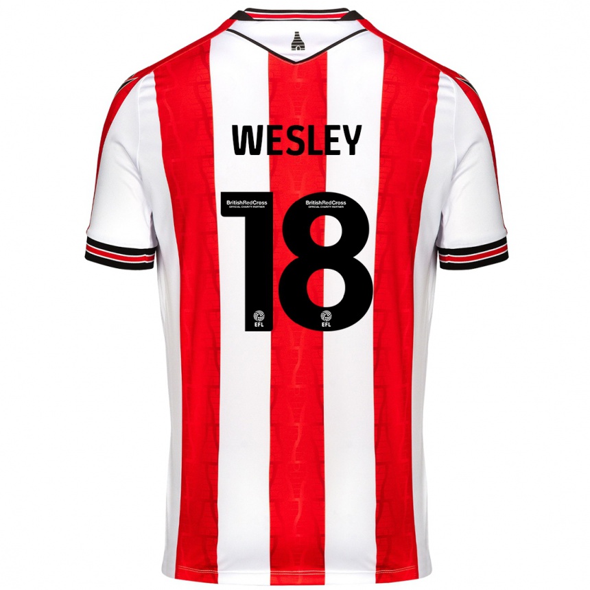 Niño Fútbol Camiseta Wesley Moraes #18 Rojo Blanco 1ª Equipación 2024/25 México