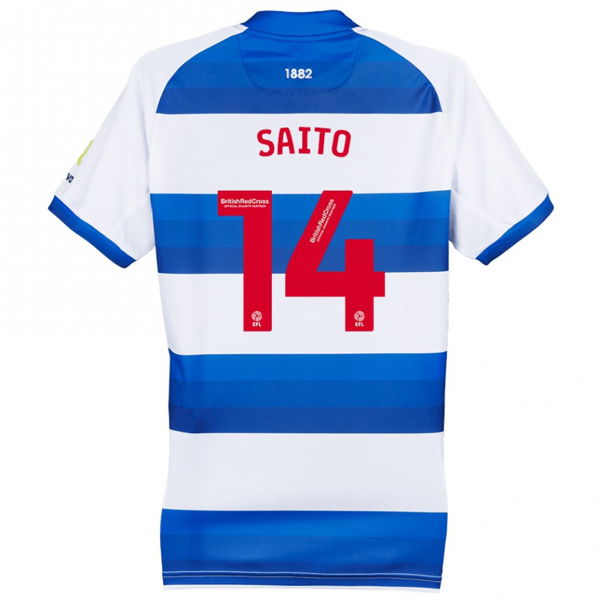 Niño Fútbol Camiseta Koki Saito #14 Blanco Azul 1ª Equipación 2024/25 México