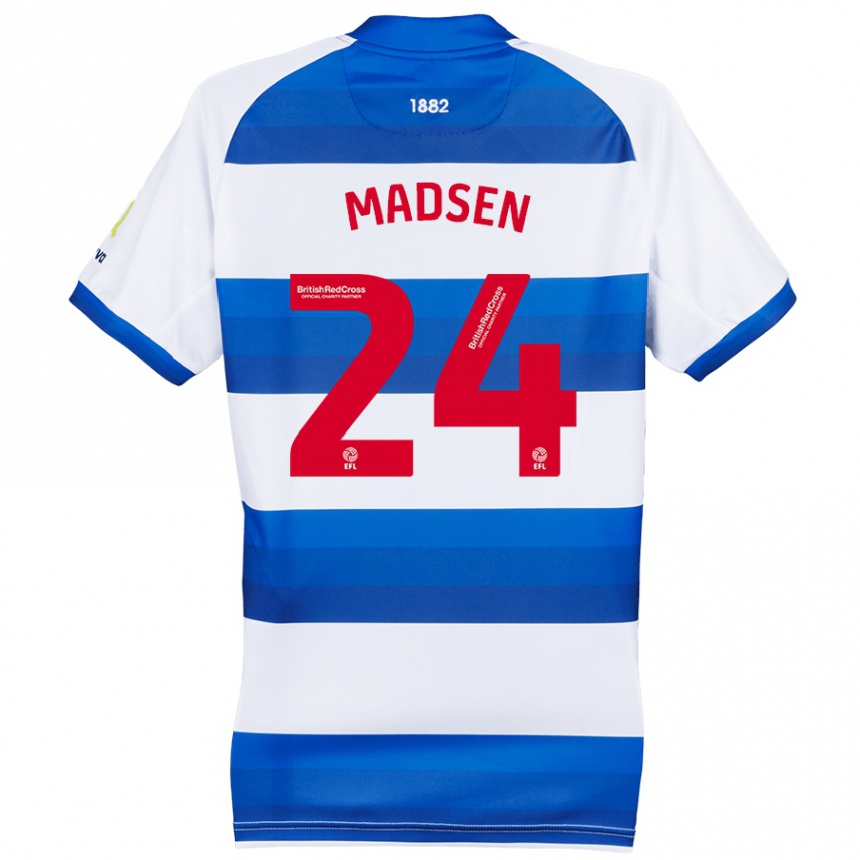 Niño Fútbol Camiseta Nicolas Madsen #24 Blanco Azul 1ª Equipación 2024/25 México